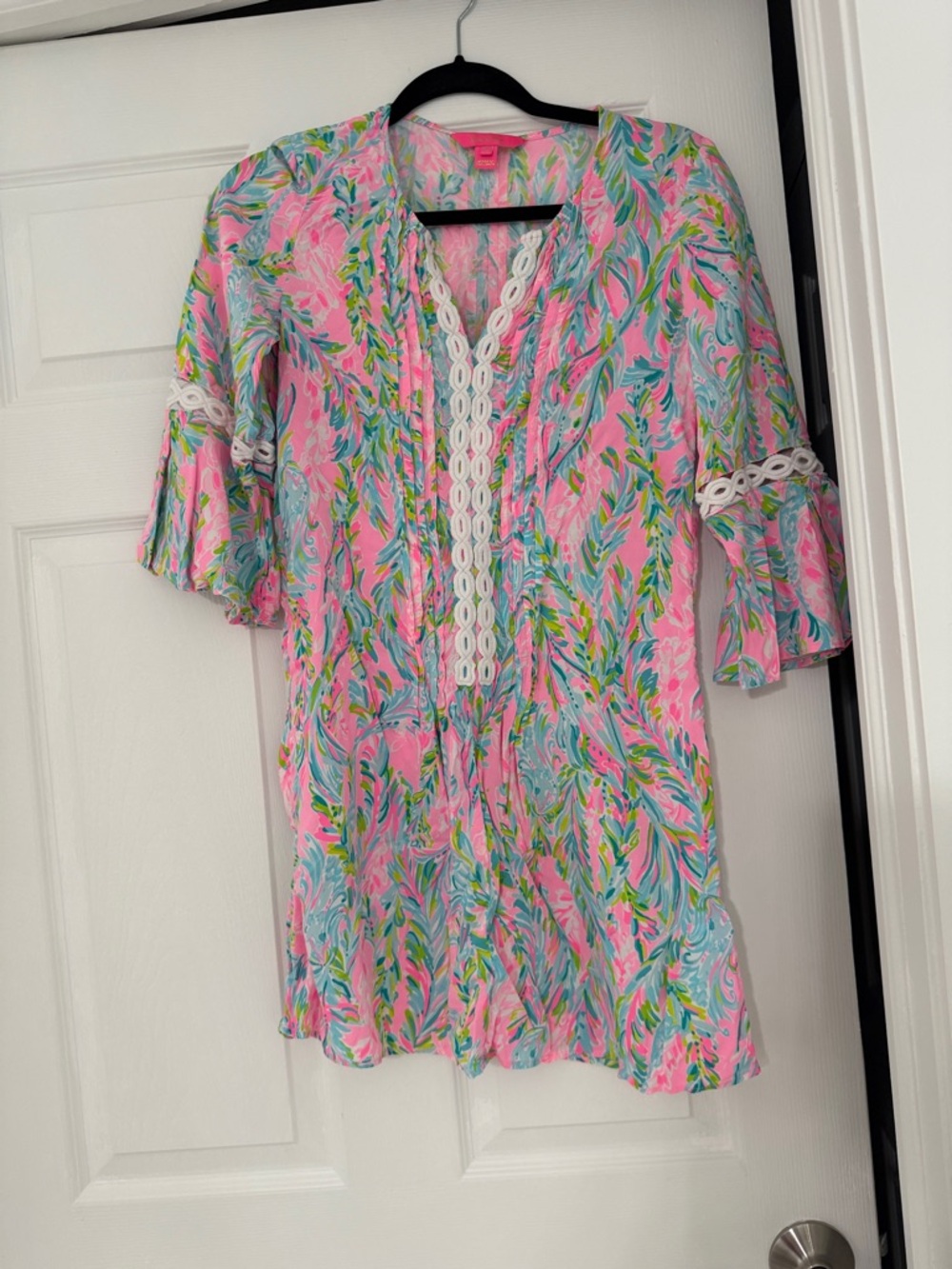 Lilly Pulitzer Pink Multi-Color Floral Split-Neck Tunic